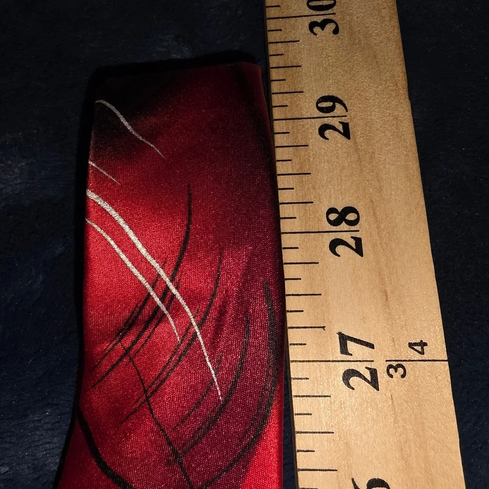 J. Garcia Silk Tie Red Black Abstract Landscape Watercolor Artist Proof No 8 NWT
